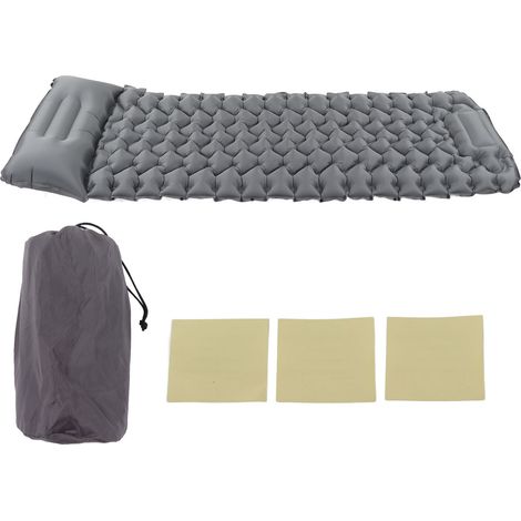 Tapis de sol camping gris matelas gonflable pied ergonomique imperméable nylon pour extérieur voyage randonnée (1/5)