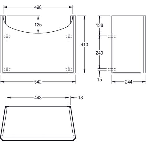 KWC AR Siphonabdeckung, ANIMA, Edelstahl,  542x410x244 mm, Aufputzmontage