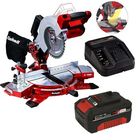 Einhell Cordless 18v Mitre Saw 210mm Power X-Change TE-MS 18/210 1 x 4ah Battery (1/5)