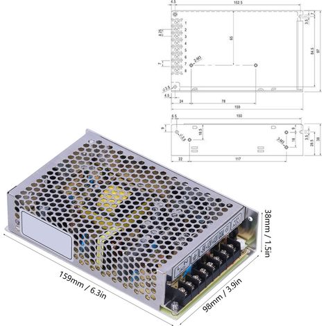 BERM® Q-60B DC-Schaltnetzteil mit vier Ausgängen: 115V/230V AC, 5V/5,5A, 12V/2A, -5V/0,5A und -12V/0,5A. (1/5)