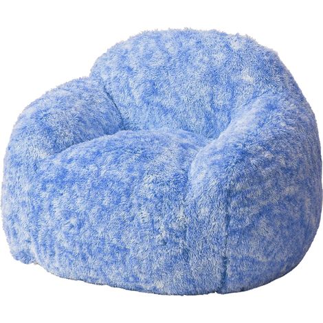 Fauteuil poire géant en fausse fourrure – Canapé moelleux rembourré de mousse – Avec accoudoirs, housse lavable – Chaise relax pour adulte – Chambre, salon, lecture, gaming – Bleu, 94×96×65cm (1/5)