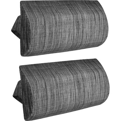 Coussin Repose Tête - 1 Pièce - Tissu Teslin - Ergonomique Et Réglable - Pour Chaise Longue Extérieur - Noir Gris 37x17cm (1/5)