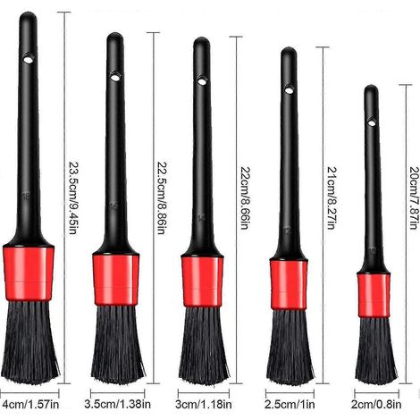 Kit de nettoyage auto complet (5 pièces) : brosses pour l'intérieur et les jantes, emblèmes et autres éléments. (1/4)