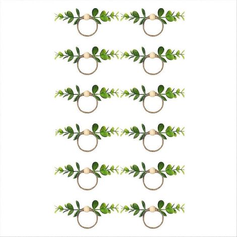 Lot de 12 ronds de serviette en eucalyptus, ronds de serviette pour la décoration de table (1/5)