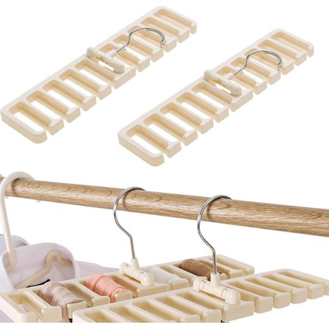 CCYKXA  2-Piece Belt Organizer, Dressing Room Hanger, 10-Slot Tie Rack, Hanging Scarf Holder with 360° Swivel Hook for Belts and Ties (White) (1/5)