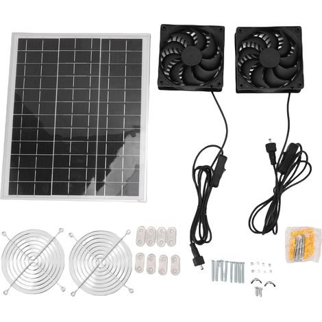 Ortviai Ventilateur d’Évacuation Solaire 75 W – Double Ventilateur 6,7 po avec Panneau Monocristallin et Étanchéité IPX7 (1/5)