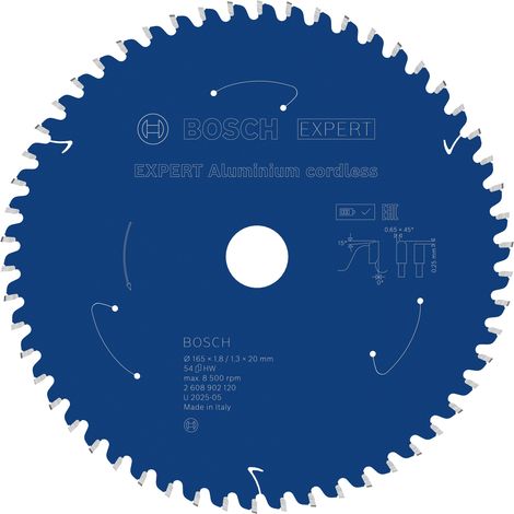 Bosch EXPERT Aluminium cordless Circular Saw Blade 165 x 1.8/1.3 x 20mm T54