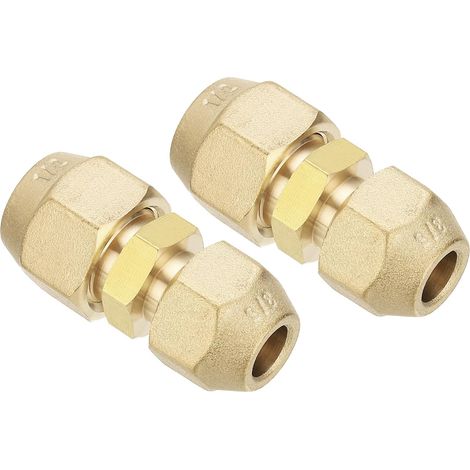 3/8" à 1/2" Connecteur de Joint d'Extension de Tuyau, 2Pcs Adaptateurs de Coupleur de Tuyau en Laiton à Souder avec 4Pcs Écrous Évasés pour Réfrigération Climatiseurs (1/5)