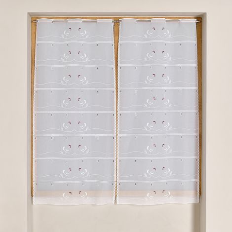 Modulable brodé à motif poules Blanc 90x220 cm