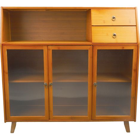 Credenza con 3 vani portaoggetti, design moderno, grigio chiaro. (1/2)