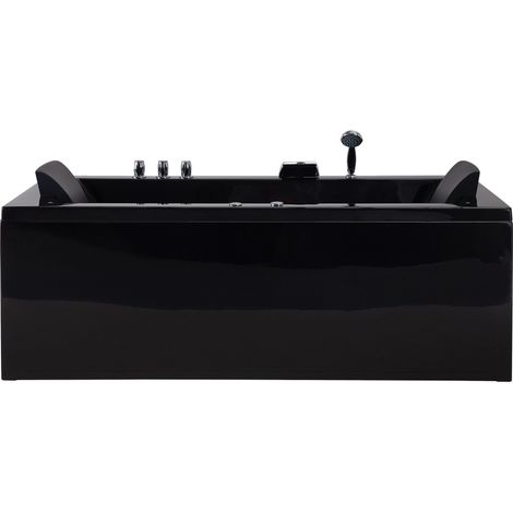 Baignoire d'Angle Droit Balnéo Noire Rectangulaire 2 places avec Leds Varadero