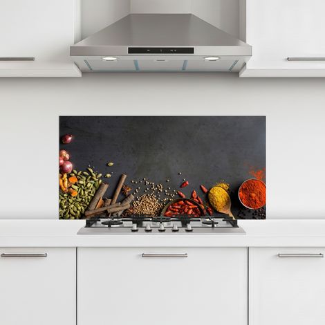 CRÉDENCE CUISINE Herbes - Aliments - Épices - Noir - Paprika - Cannelle 90x45 cm (1/5)