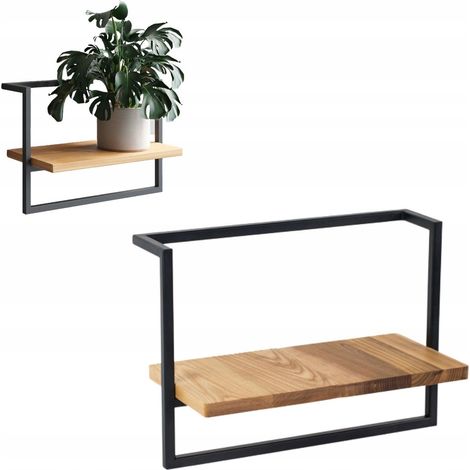 Supporto per fiori sospeso in metallo e legno, colore nero, Nesle M, dimensioni 43x20x30cm (1/5)