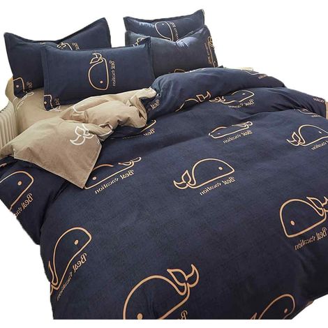 1 Housse de couette, polyester brossé épais, fermeture éclair métal, imprimé tendance, literie dortoir (1/5)