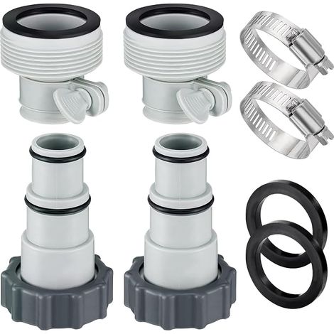 Adaptadores de manguera para piscina A y B para 3,81 cm y 3,18 cm, arandelas de clip de repuesto, bomba de filtro Intex, sistemas de agua de mar, piscinas enterradas, paquete de 4 (1/5)