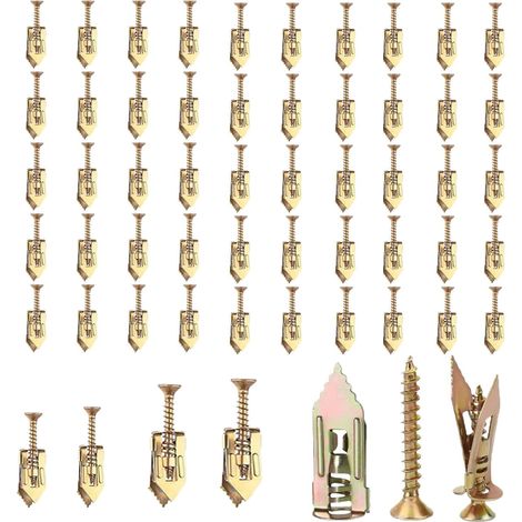 Lot de 100 Chevilles Auto-Perceuses, Kit de 4 Tailles pour Cloisons Sèches, Ancrages Autoperceurs en Acier Zingué, Vis à Plaques de Plâtre, Vis D'expansion, Fixation Rapide et Sans Perçage (1/5)