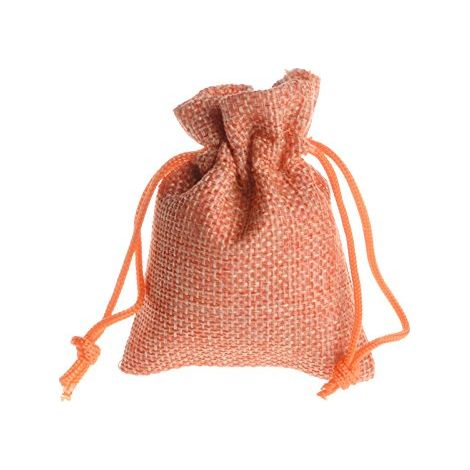Lot de 50 mini sachets en toile de jute naturel, idéal pour créer un calendrier de l'Avent ou comme sac cadeau Orange. (1/3)