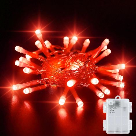 1 Guirlande lumineuse, 3M, 30 LED rouge, fil cuivre, minuterie 6h, IP65, intérieur extérieur, Noël (1/5)