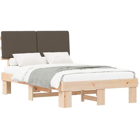 Estructura de Cama con Cabecera Tapizada Taupé 120 x 200 cm vidaXL