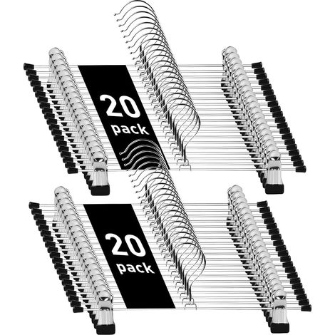 Lot de 40 Cintres, Clips Antidérapants, Largeur Réglable, Acier Inoxydable, Pour Garde-robe (1/5)