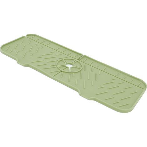 Tapis de protection en silicone pour robinet d'évier, récupérateur d'eau et égouttoir pour plan de travail, vert (1/5)