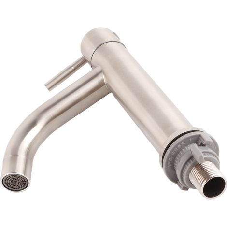 Robinet de lavabo en acier inoxydable brossé, robinet d'eau froide simple pour salle de bain (1/5)