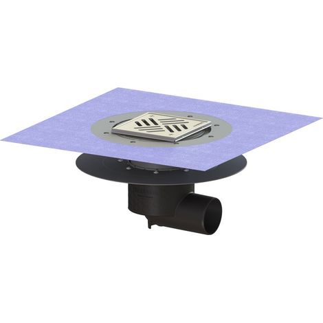 -Bodenablauf Ecoguss Klebeflansch DN 70, seitl., Variofix, Schlitzrost (1/2)