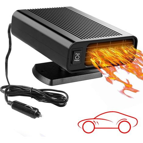 Chauffage de voiture, 150 W, 12 V, 2 en 1 chauffage et refroidissement, dégivreur et déshumidificateur de pare-brise portable avec support pivotant, allume-cigare, convient pour voiture, SUV, camping (1/5)
