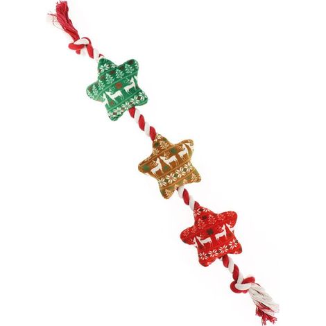 Gioco per cani natalizio peluche treccia con stelline 55 cm