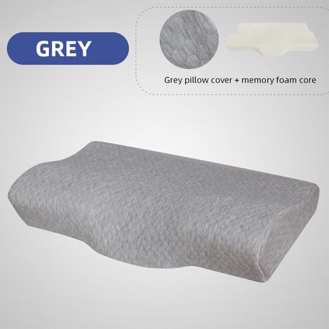 Oreiller orthopédique élastique pour la nuque, oreiller ergonomique en forme de papillon, gris à mémoire de forme relaxant pour la nuque-AquaForge (1/5)