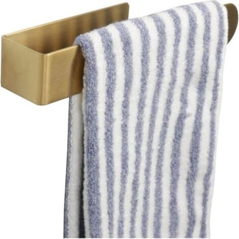Pair Barre Porte-Serviettes Salle de Bain - 24cm, Anneau Mural Auto-Adhésif en Acier Inoxydable, Design Doré Élégant (1/4)