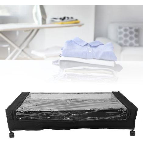 Unterbett-Aufbewahrungstruhe mit Rollen und Sichtfenster – XL-Fassungsvermögen für Bücher und Kleidung – Schwarz – 80 x 43,5 x 16 cm (1/5)
