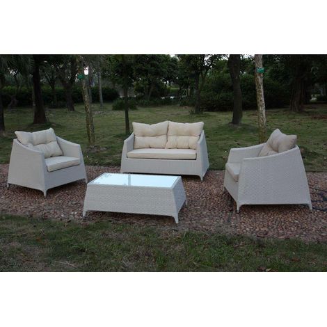 SET Salotto IBIZA SOFA 2 Posti Bianco Strutture in alluminio polyrattan