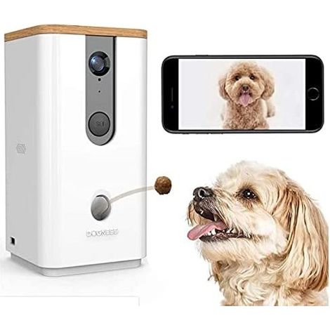 Telecamera HD WiFi con lancio di croccantini per cani e gatti: visione notturna e audio bidirezionale (1/5)