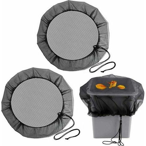 2PCS Filet de Protection pour Tonneau de Pluie,95cm Filet pour Citerne de Pluie avec Cordon de Serrage pour Anti-poussière, Anti-caduques, Anti-Moustique-Noire