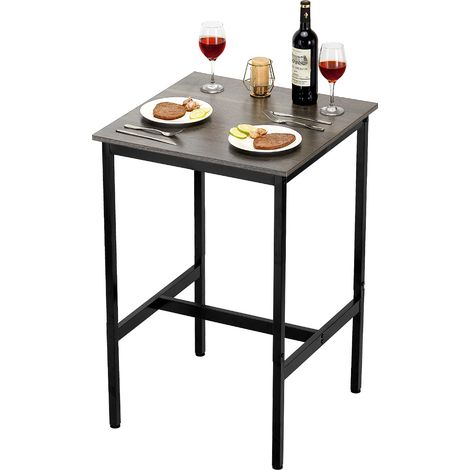 Table de Bar, 610 x 610 x 914 mm, Table de pub Haute avec Cadre en métal Robuste, Bureau Haut de Bar à Cocktails étroit et Long, Facile à Assembler, pour Cuisine, Salon, fêtes, Brun Rustique (1/5)
