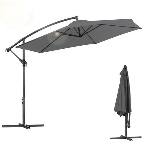Randaco Sonnenschirm 3m Grau – Moderner Terrassenschirm für Garten & Poolumgebung