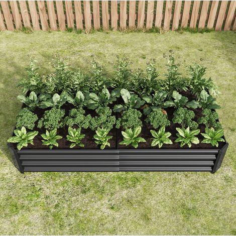 Hochbeet aus Metall 180 x 90 x 30 cm, ohne Boden, schwarz HAVRYA (1/5)