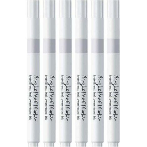 5 Pièces Marqueurs Blancs Permanent, Stylo Blanc ImperméAble et SéChage Rapide, Marqueur Blanc indelebile, pour Bois, Plastique, Pierre, Verre, Cuir, Métal, Toile (1/4)