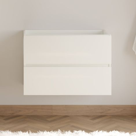 Meuble sous vasque seul, 2 tiroirs, 80cm, pour simple vasque - blanc brillant - IDA (1/4)