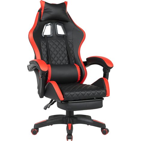 Sedia Gaming da Scrivania Rosso con Poggiapiedi Seduta Ergonomica e Regolabile
