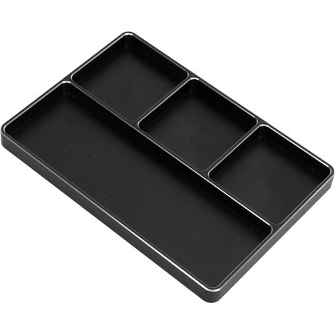Plateau à vis de réparation RC à 4 compartiments en alliage d'aluminium avec support magnétique pour voitures et avions RC 1/10 et 1/8 (noir) (1/5)
