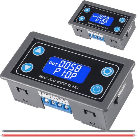 Zeitverzögerungsrelaismodul (6–30 V DC) mit LCD-Anzeige, einstellbarem Digitaltimer (0,01 s – 9999 min), Verpolungsschutz, 2er-Pack für industrielle Hausautomation (1/5)