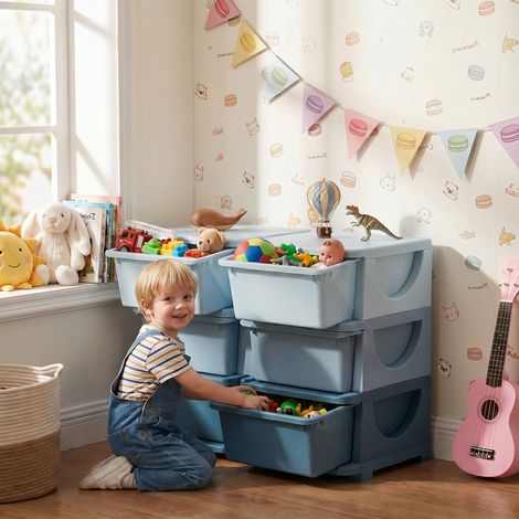 Boîte de rangement pour enfants. Boîte de rangement pour enfants. 3 tiroirs. Bleue.