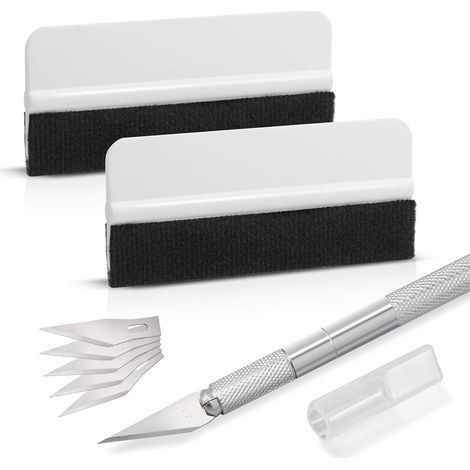 Kit de Raclettes Accessoires Voiture, avec raclette en feutre, couteau pour passe-temps pour Application ou Raclage avec Cutter et Raclettes plastique (1/5)