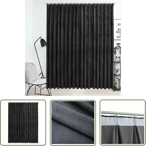 The Living Store Rideau occultant avec crochets Velours Anthracite 290x245 cm - Rideau Velours - Rideau Occultant - Rideau Anthracite - Décoration Intérieure - Salon (1/5)