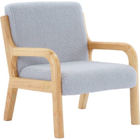 sweeek - Skandinavischer Kindersessel mit Holzgestell und Bouclé-Bezug