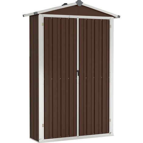 Cobertizo de jardín cobertizo para cabaña cobertizo para almacenamiento cobertizo para exteriores cobertizo para herramientas robusto 116 x 45 x 175 cm acero galvanizado marrón 020022265 (1/5)