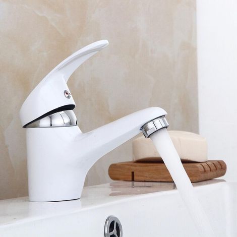 Weißer Badezimmer-Spülbehälter, Einstab-Mischer-Spülbehälter mit geringem Rauschen Keramikventilkern Badezimmer-Wasserhahn