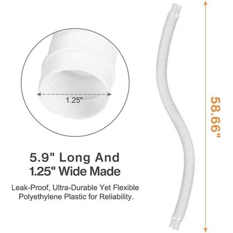 Tuyau de Rechange pour Piscine de 1,25 po de diamètre pour piscines Hors Terre, Piscine avec Pince métallique pour Pompe de Filtre Intex ou tuyaux de 3,2 cm - 1,5 mètre de Long (Paquet de 2) (1/4)